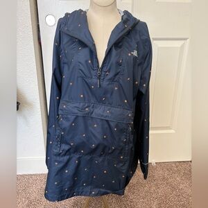 The North Face Dark Blue Anorak with Orange Patterns